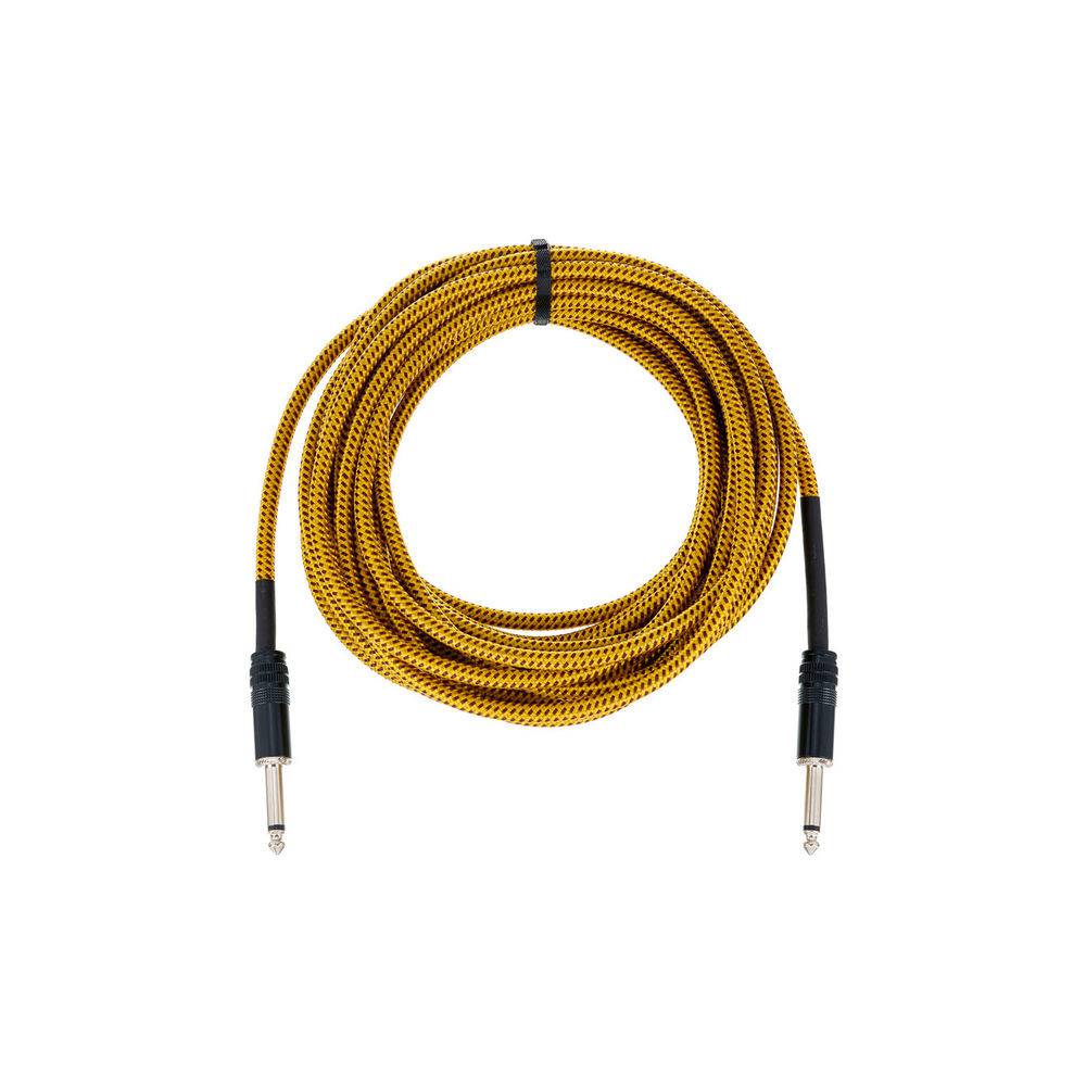 Cordial EI7.5PP-TWEED-YE Elements instrumentkabel 6.3 TS jack recht 7.5m tweed geel