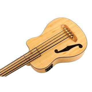 Ortega RUNAB-UB Bamboo Series Short Scale Uke Bass Natural elektrisch-akoestische bas ukelele met gigbag