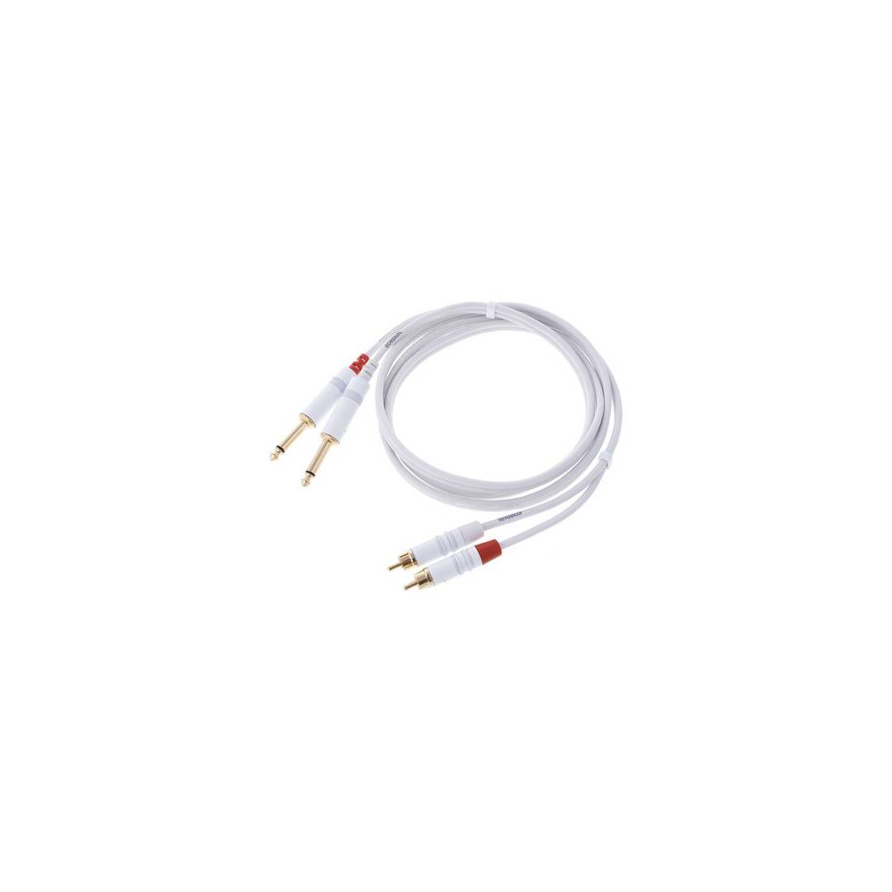 Cordial CFU1.5PC-SNOW Intro verloopkabel 2x 6.3 TS jack - 2x RCA 1.5m wit
