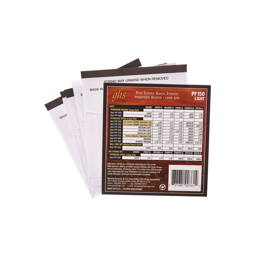 GHS PF150 Phosphor Bronze 5-string light snarenset banjo