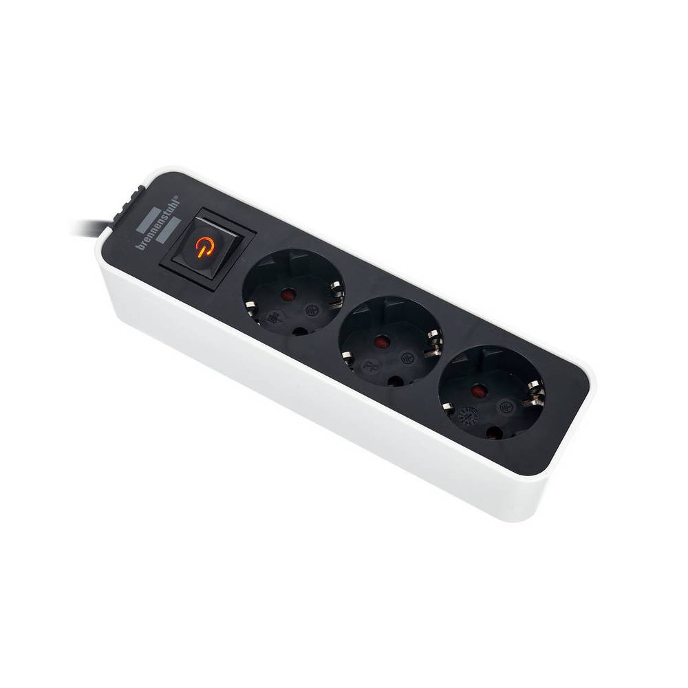 Brennenstuhl Ecolor 1153230020 3-voudige stekkerdoos met veiligheidsschakelaar 1.5m z/w