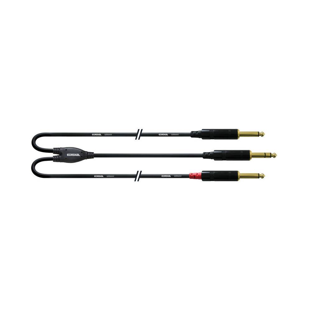 Cordial CFY3VPP-LONG Intro verloopkabel jack 6.3mm TRS -2x 6.3mm TS 3m zwart