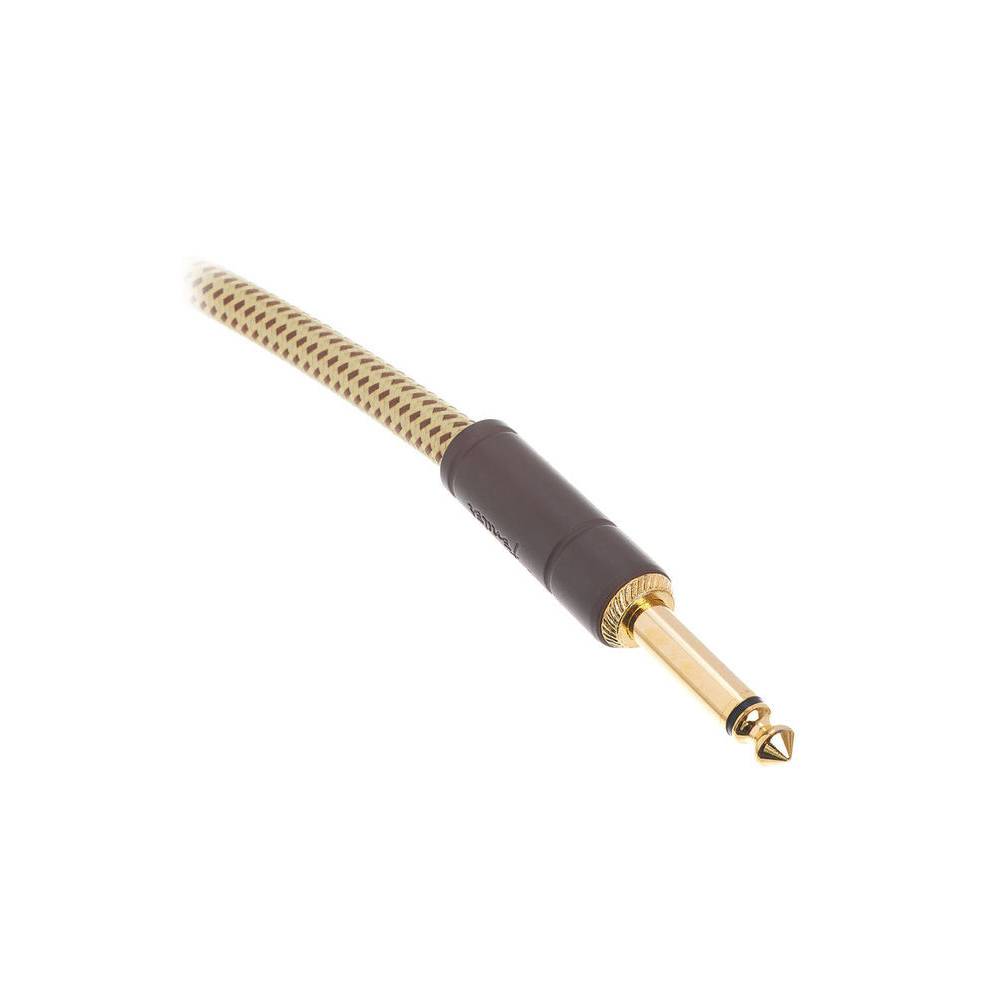 Fender Deluxe Cables instrumentkabel 4.5m geel tweed recht+haaks