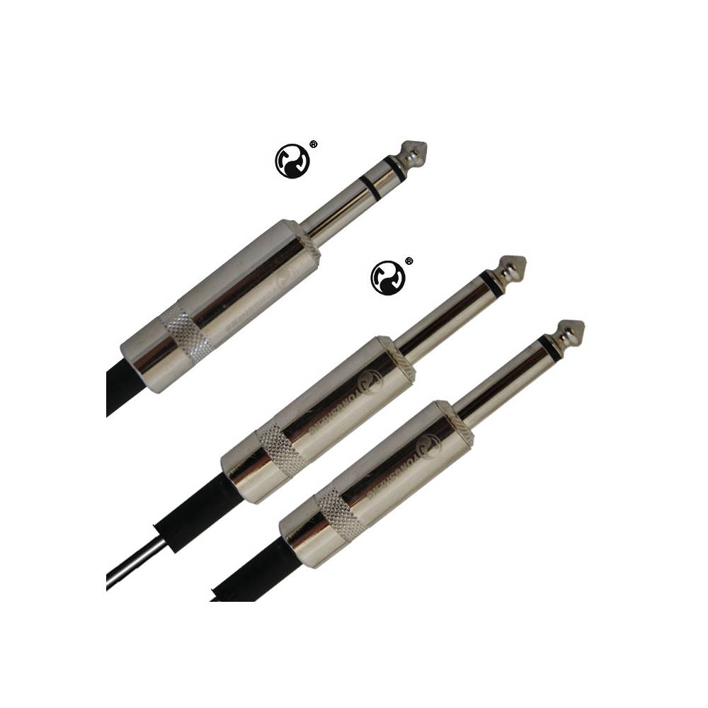 Audio kabel 1 meter - 6.35mm TRS-JACK <> 2x 6.35mm TS-JACK