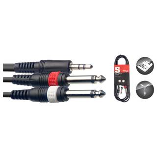Stagg SYC3/MPS2P E 3.5 mm TRS jack - 2x 6.3 mm TS kabel 3m