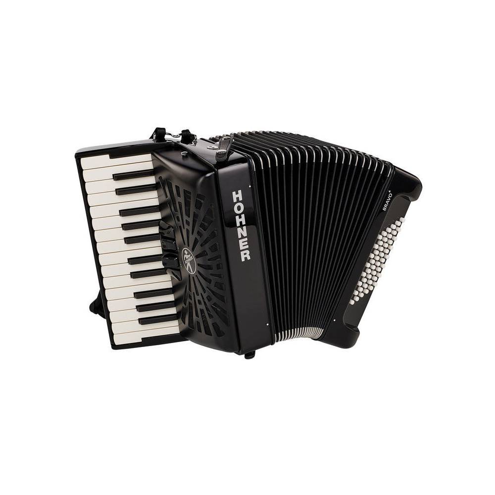 Hohner Bravo II 48 Zwart, Silent Key accordeon