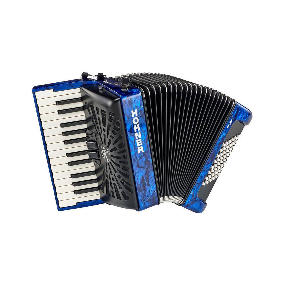 Hohner Bravo II 48 Blauw, Silent Key accordeon