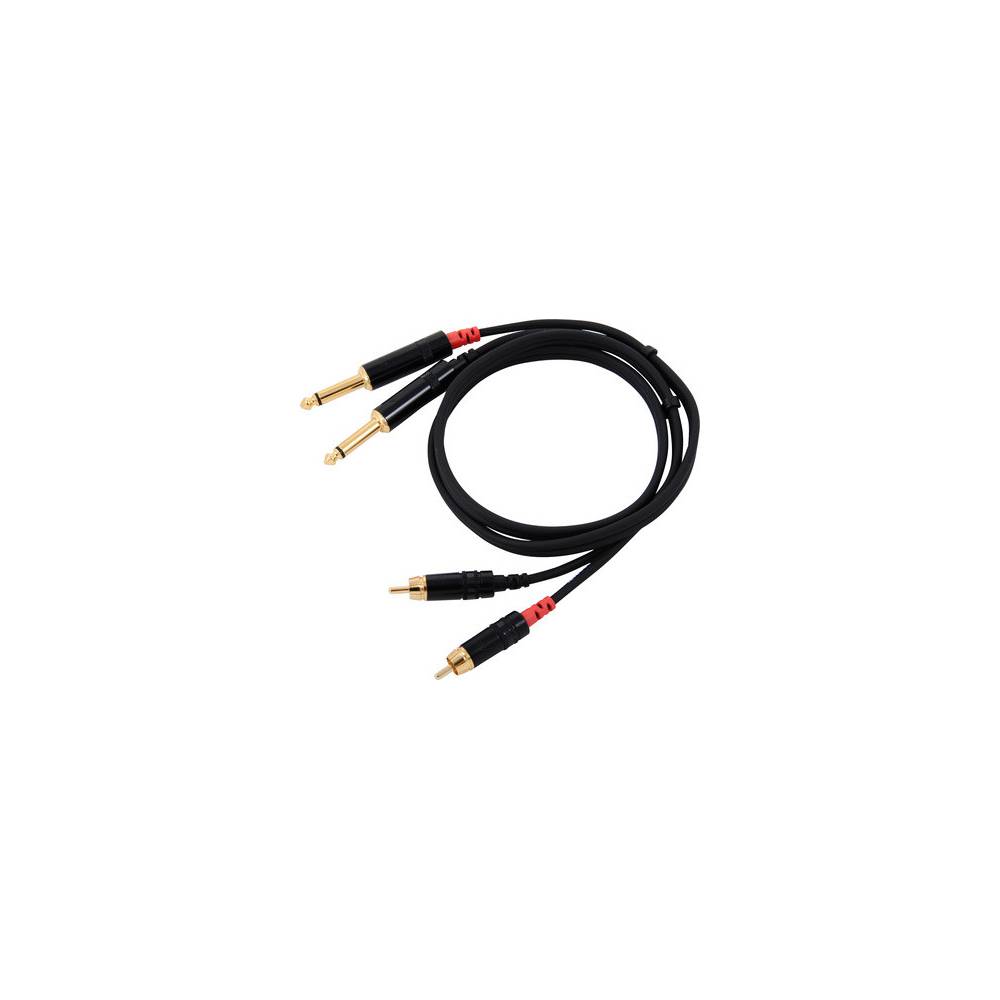 Cordial CFU0.9PC Intro verloopkabel 2x 6.3 TS jack - 2x RCA 0.9m zwart