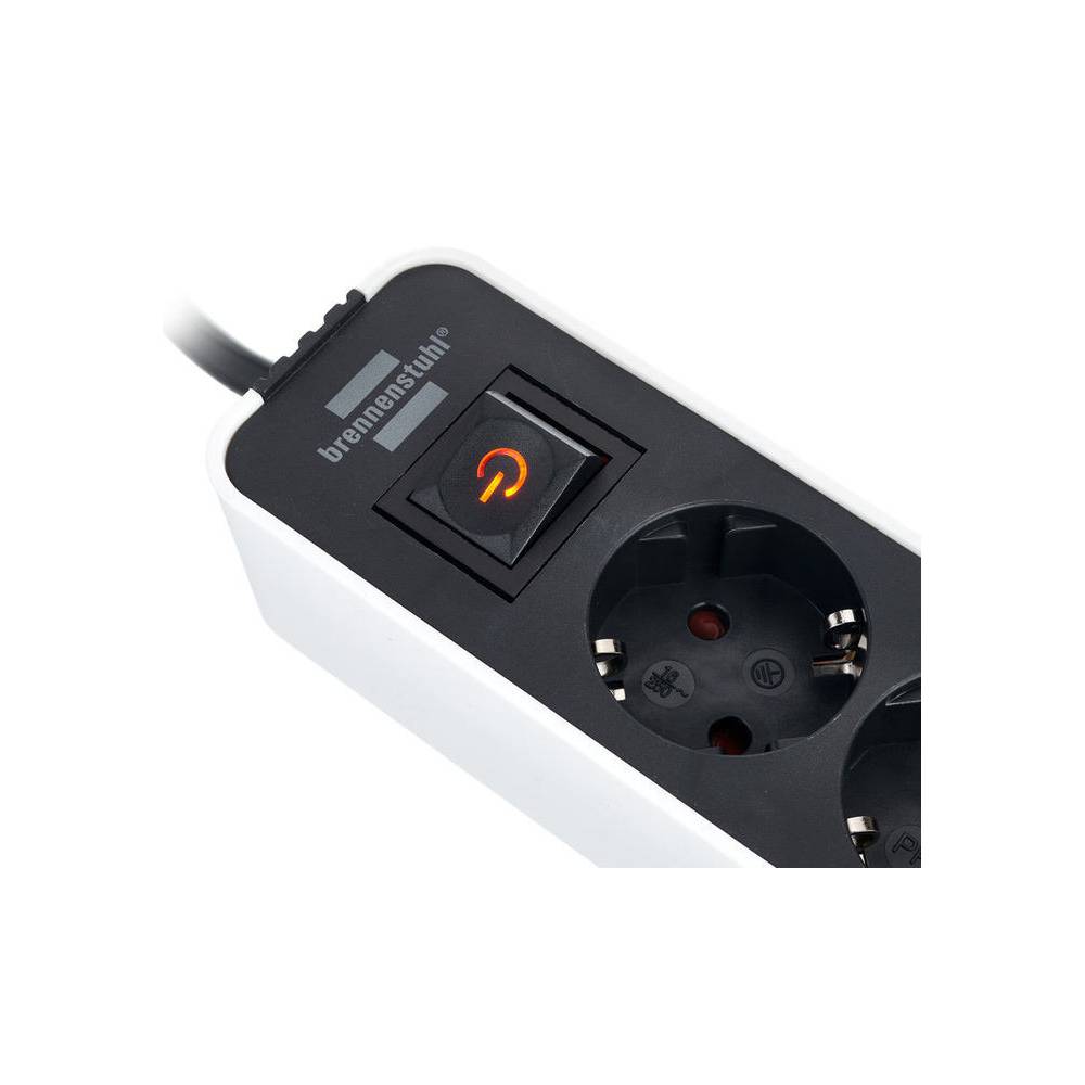 Brennenstuhl Ecolor 1153230020 3-voudige stekkerdoos met veiligheidsschakelaar 1.5m z/w