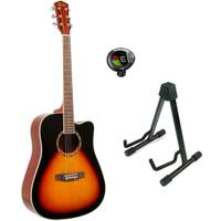 Fazley W65-SB akoestische western gitaar sunburst + statief + stemapparaat