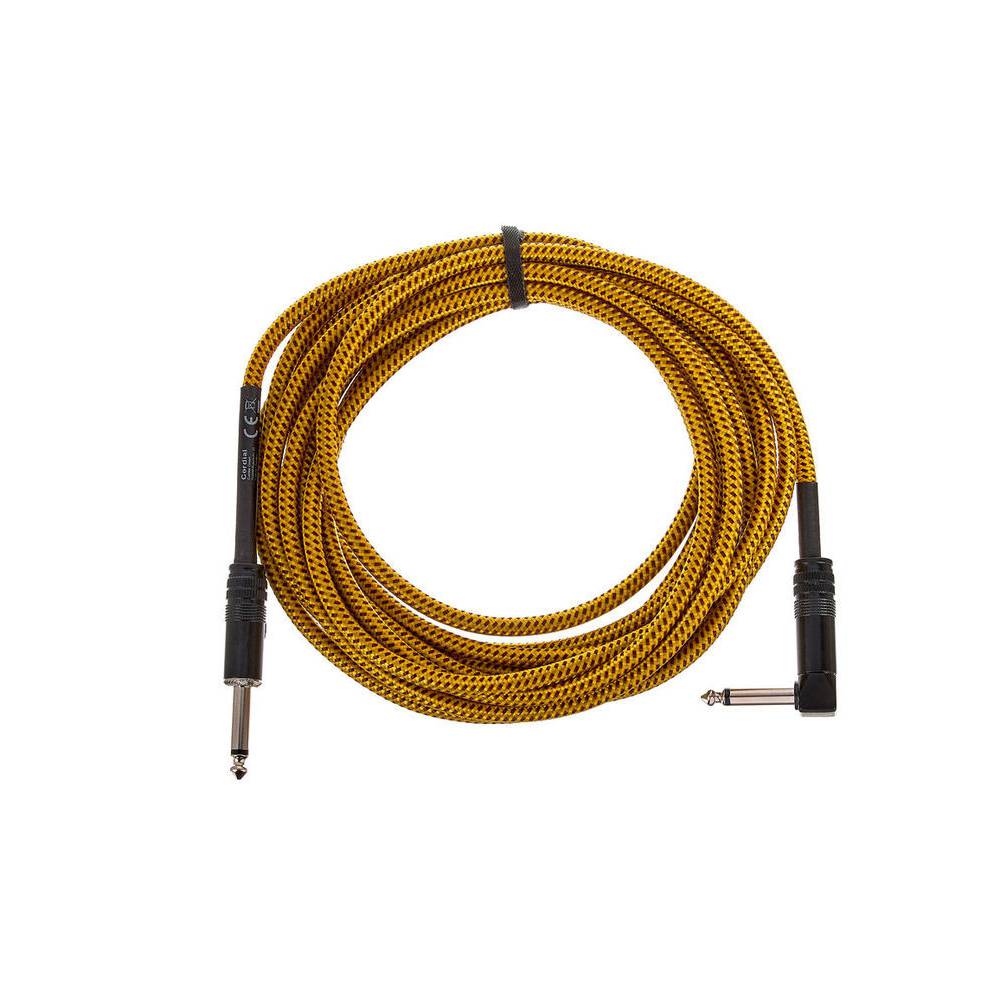 Cordial EI5PR-TWEED-YE Elements jack kabel 6.3 TS haaks - recht 5m tweed geel