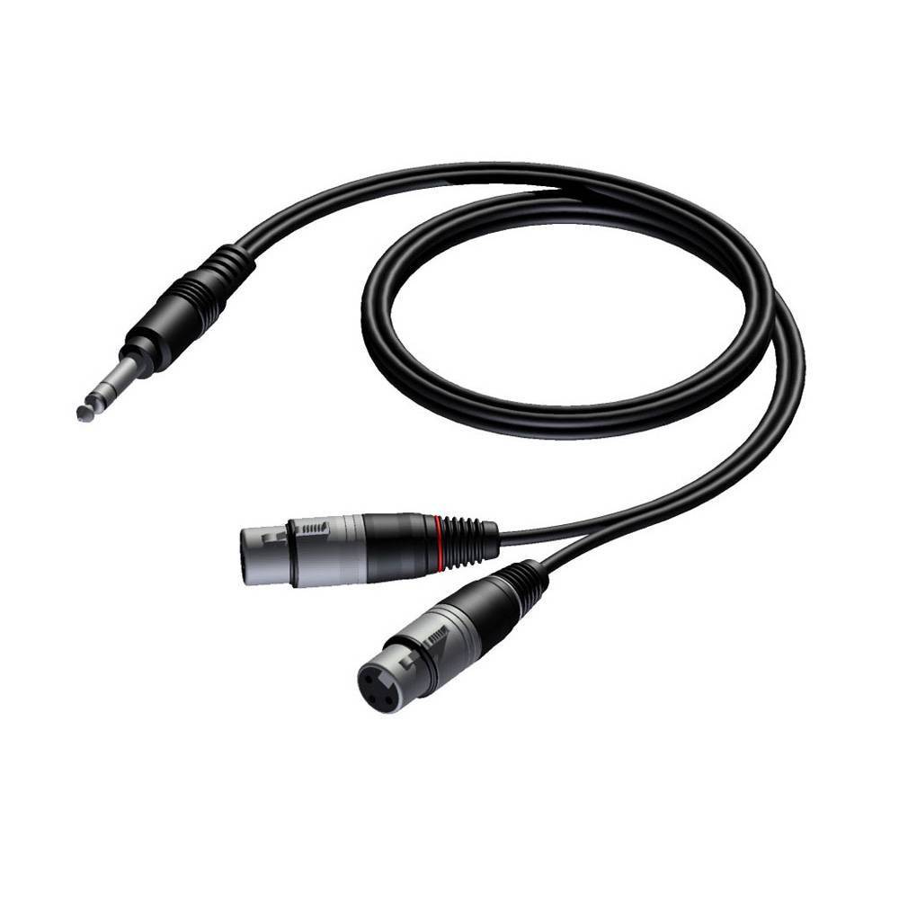 Procab CAB734 jack stereo male - 2x XLR female 1.50 meter