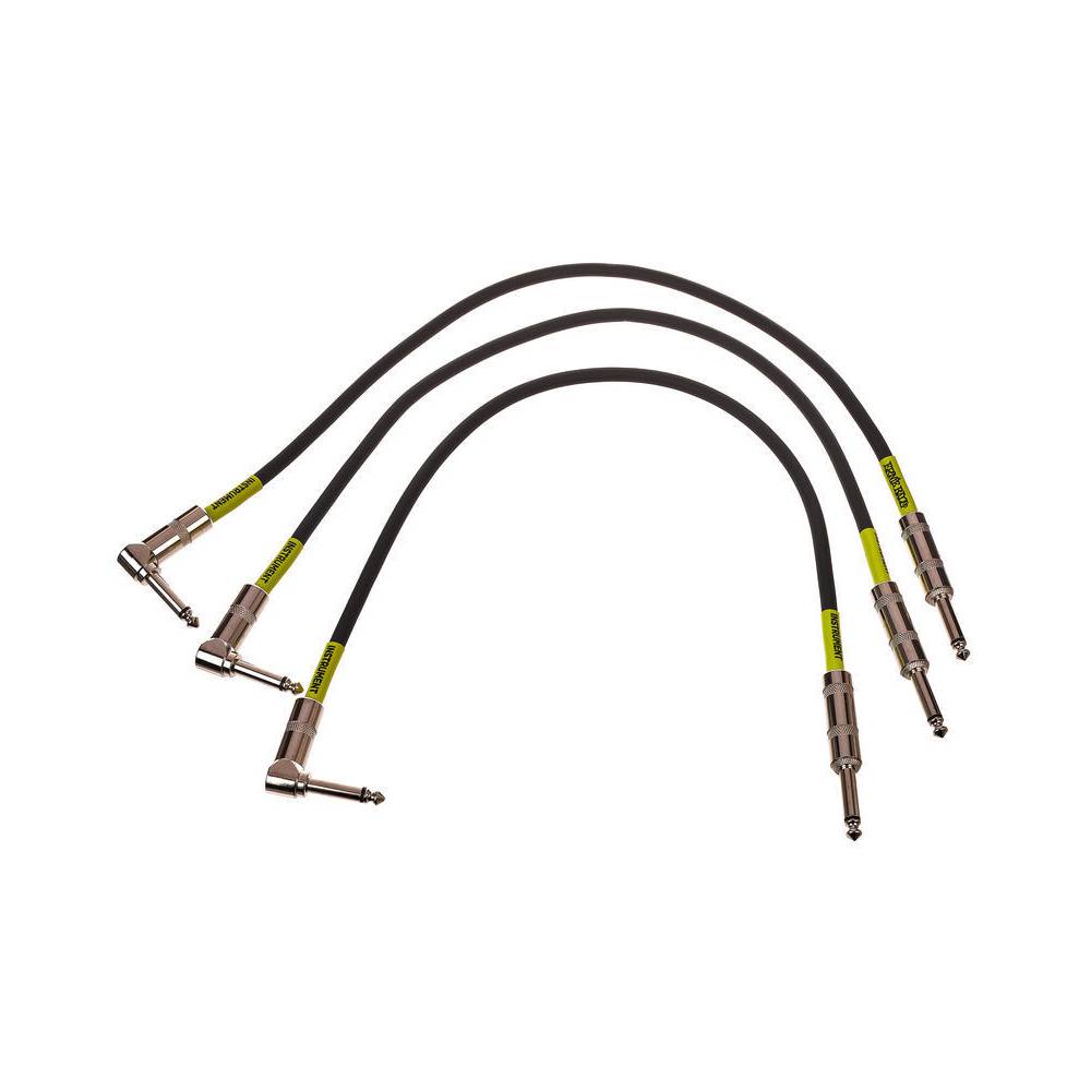 Ernie Ball 6076 patchkabel haaks/recht 46 cm zwart (3 stuks)