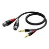 Procab CLA708 2x jack - 2x XLR verloopkabel 3m