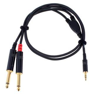 Cordial CFY0.9WPP Intro verloopkabel jack 3.5mm TRS-2x 6.3mm TS 0.9m zwart