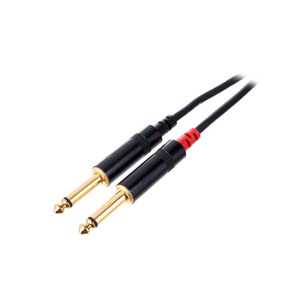 Cordial CFY0.9WPP Intro verloopkabel jack 3.5mm TRS-2x 6.3mm TS 0.9m zwart