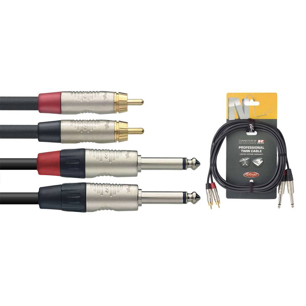 Stagg NTC1,5PCMR adapterkabel Deluxe RCA M naar Jack M mono 1,5m