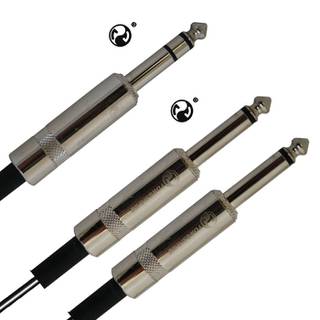 Audio kabel 1 meter - 6.35mm TRS-JACK <> 2x 6.35mm TS-JACK