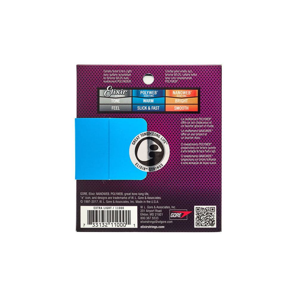 Elixir 11000 80/20 Bronze Polyweb Extra Light 10-47