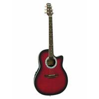 Dimavery RB-300 elektrisch-akoestische gitaar rood gevlamd