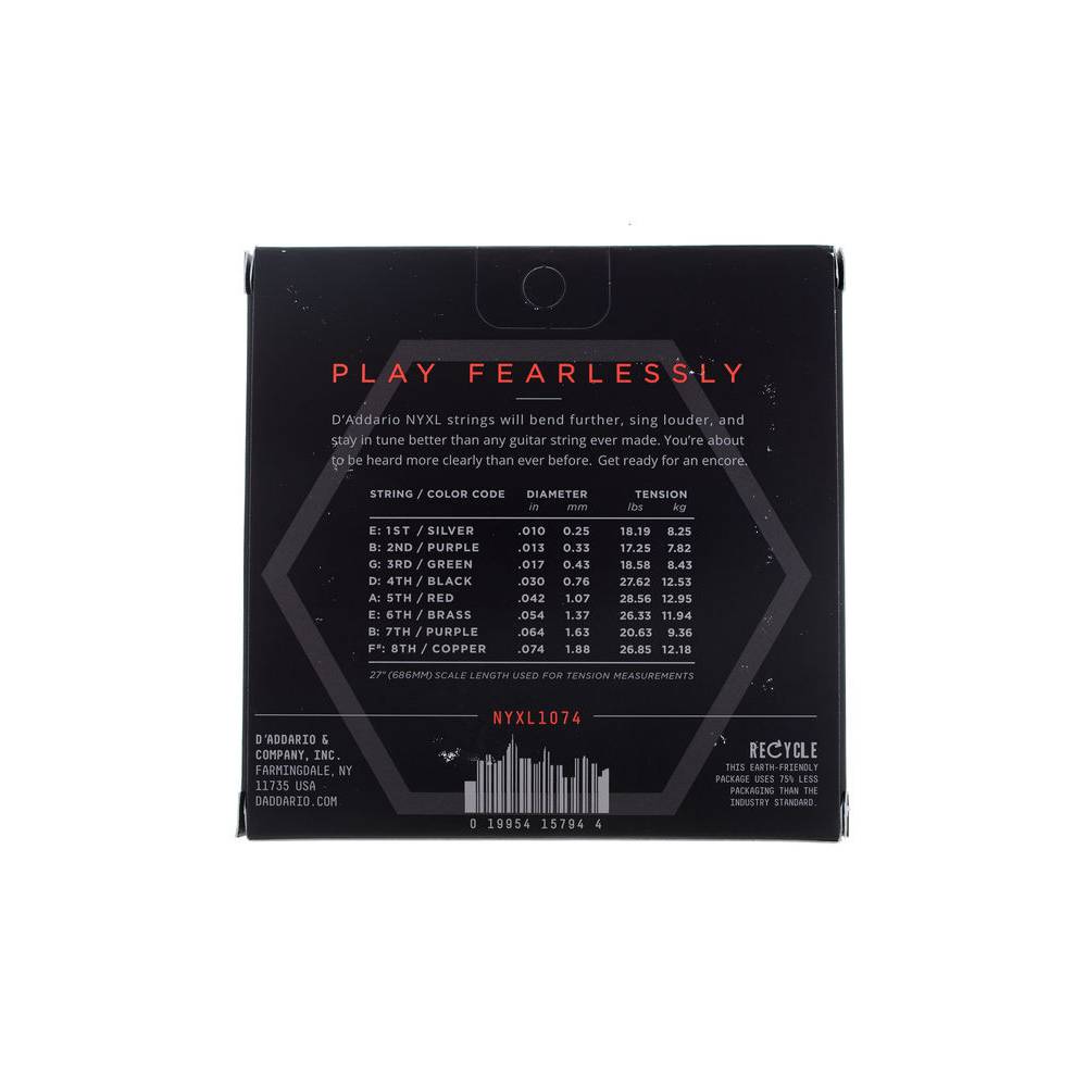 D'Addario NYXL1074 Nickel Wound Light Top / Heavy Bottom 10-74
