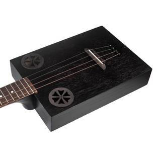 J.N Guitars Cask Firkin Acoustic Cigar Box 4-snaars gitaar zwart