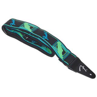 Fender Neon Monogrammed Strap gitaarband groen/blauw