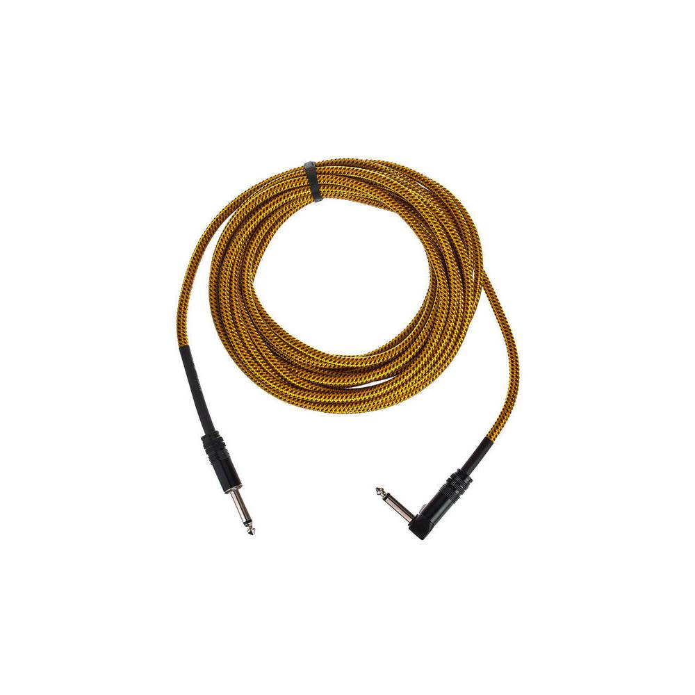 Cordial EI7.5PR-TWEED-YE Elements jack kabel 6.3 TS haaks - recht 7.5m tweed geel