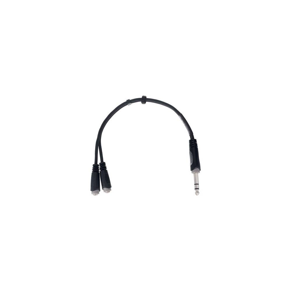 Cordial EY0.3VYY Elements verloopkabel TRS jack 1x 6.3 male - 2x 3.5 fem 0.3m