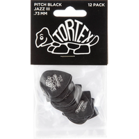 Dunlop Tortex Pitch Black Jazz III 0.73mm 12-pack plectrumset zwart