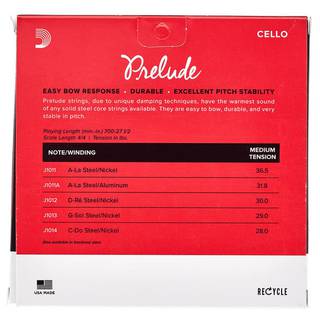 D'Addario J1010 Prelude Cello 4/4 Medium cellosnaren set