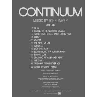 Hal Leonard John Mayer Continuum Play It Like It Is Guitar