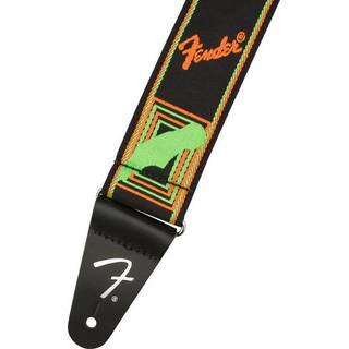 Fender Neon Monogrammed Strap gitaarband groen/oranje