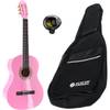 LaPaz 002 PI klassieke gitaar 4/4-formaat roze + gigbag + stemapparaat
