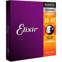 Elixir 11002 Acoustic 80/20 Bronze Nanoweb Extra Light 10-47