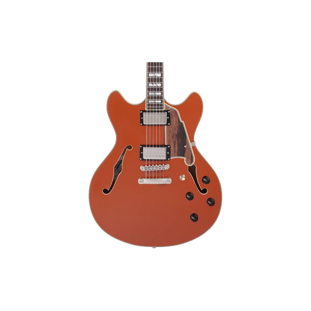 D'Angelico Deluxe DC LE Stopbar Rust semi-akoestische gitaar met koffer