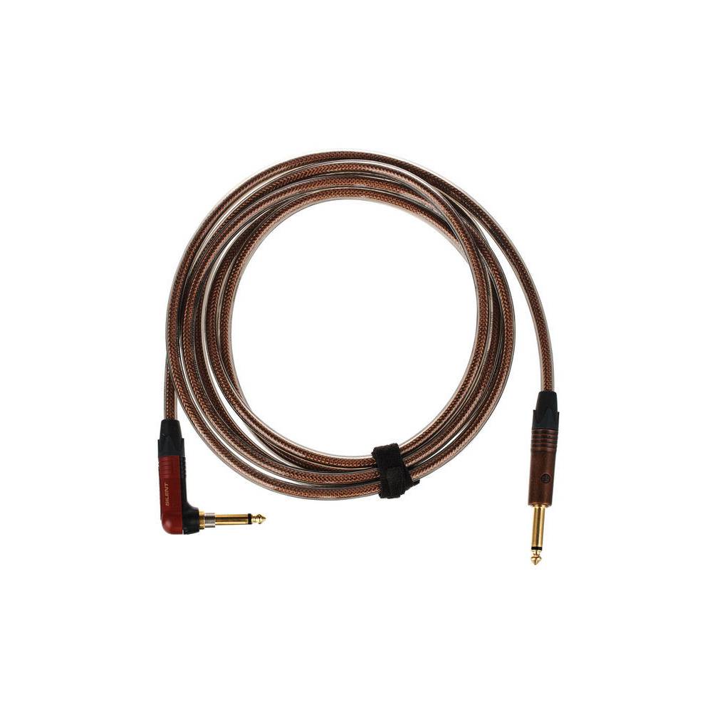 Cordial CSI3RP-METAL-SILENT ENCORE 6.3 TS jack haaks silent - 6.3 TS jack recht kabel 3m