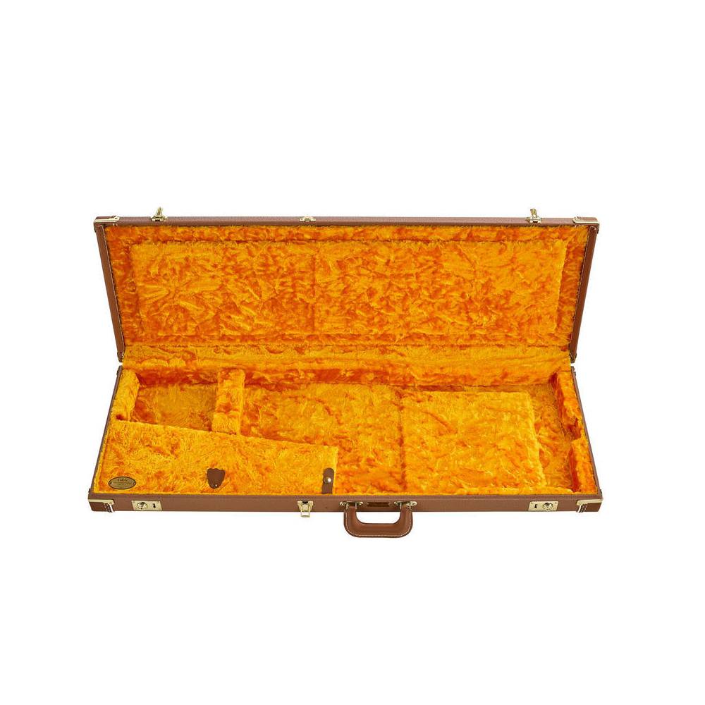 Fender G&G Deluxe Strat/Tele Hardshell Case Brown & Gold Plush koffer voor Stratocaster en Telecaster