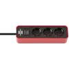Brennenstuhl Ecolor 1153230070 3-voudige stekkerdoos met veiligheidsschakelaar 1.5m rood/zw