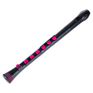 Nuvo Recorder+ kunststof sopraanblokfluit kinderen - Duits - zwart-roze