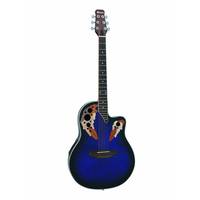 Dimavery OV-500 roundback semi-akoestische gitaar gevlamd blauw