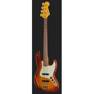 Fender 75th Anniversary Commemorative Jazz Bass 2-Color Bourbon Burst RW elektrische basgitaar met koffer