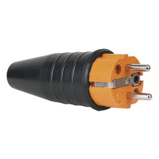 Showtec rubber schuko connector male 230V/240V oranje